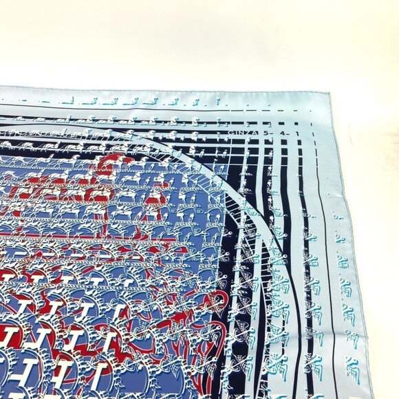 HERMES Carre90 24 FAUBOURG SECONDE Ginza Store 10th Anniversary Scarf silk blue - Picture 3 of 11